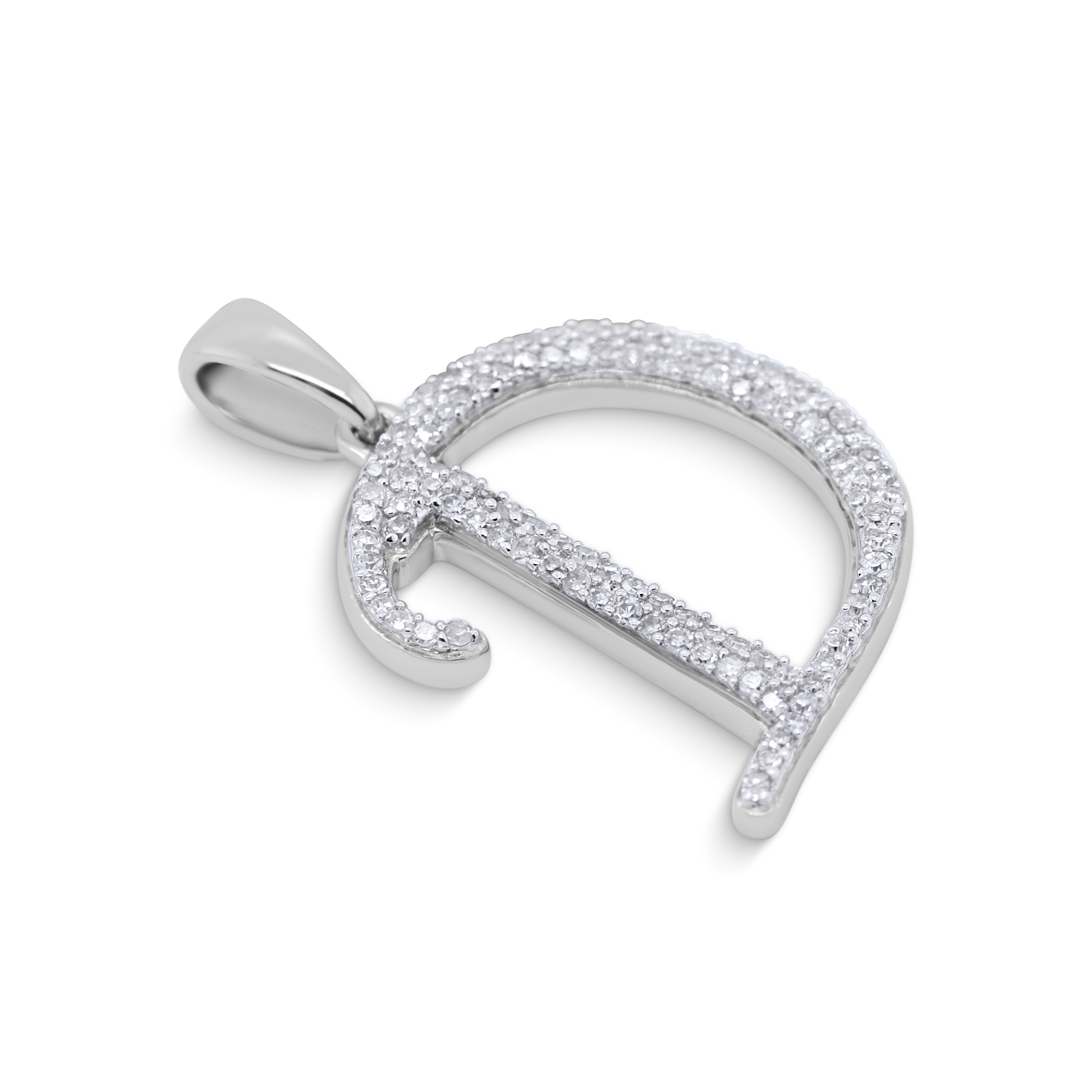 Diamond Letter D Pendant 0.25 ct. 10K White Gold